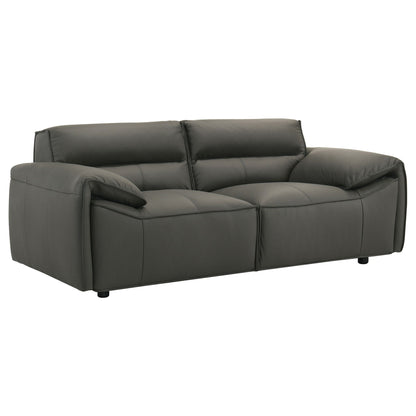 Unique Piece Furniture Buxton Top Grain Leather Upholstered Loveseat Graphite