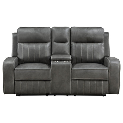 Unique Piece Furniture - Raelynn Upholstered Track Arm Motion Loveseat Grey