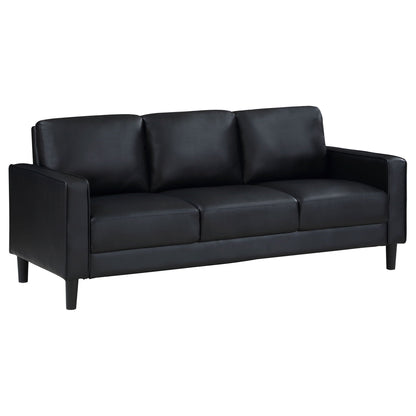 Unique Piece Furniture - Ruth 2-piece Upholstered Track Arm Sofa Set Black
