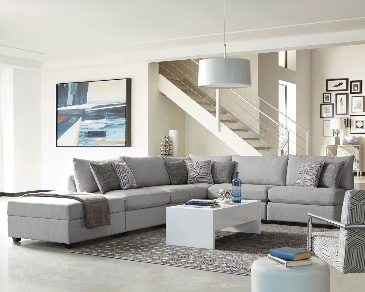 Unique Piece Furniture - Cambria 6-piece Upholstered Modular Sectional Sofa Grey