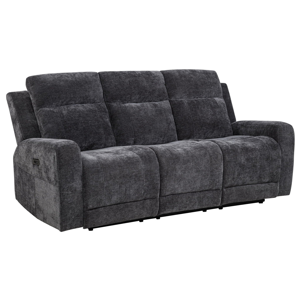 Unique Piece Furniture - Kennett Chenille Upholstered Power Reclining Sofa Dark Grey