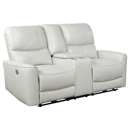Unique Piece Furniture - Greenfield Upholstered Power Reclining Loveseat Dove Grey