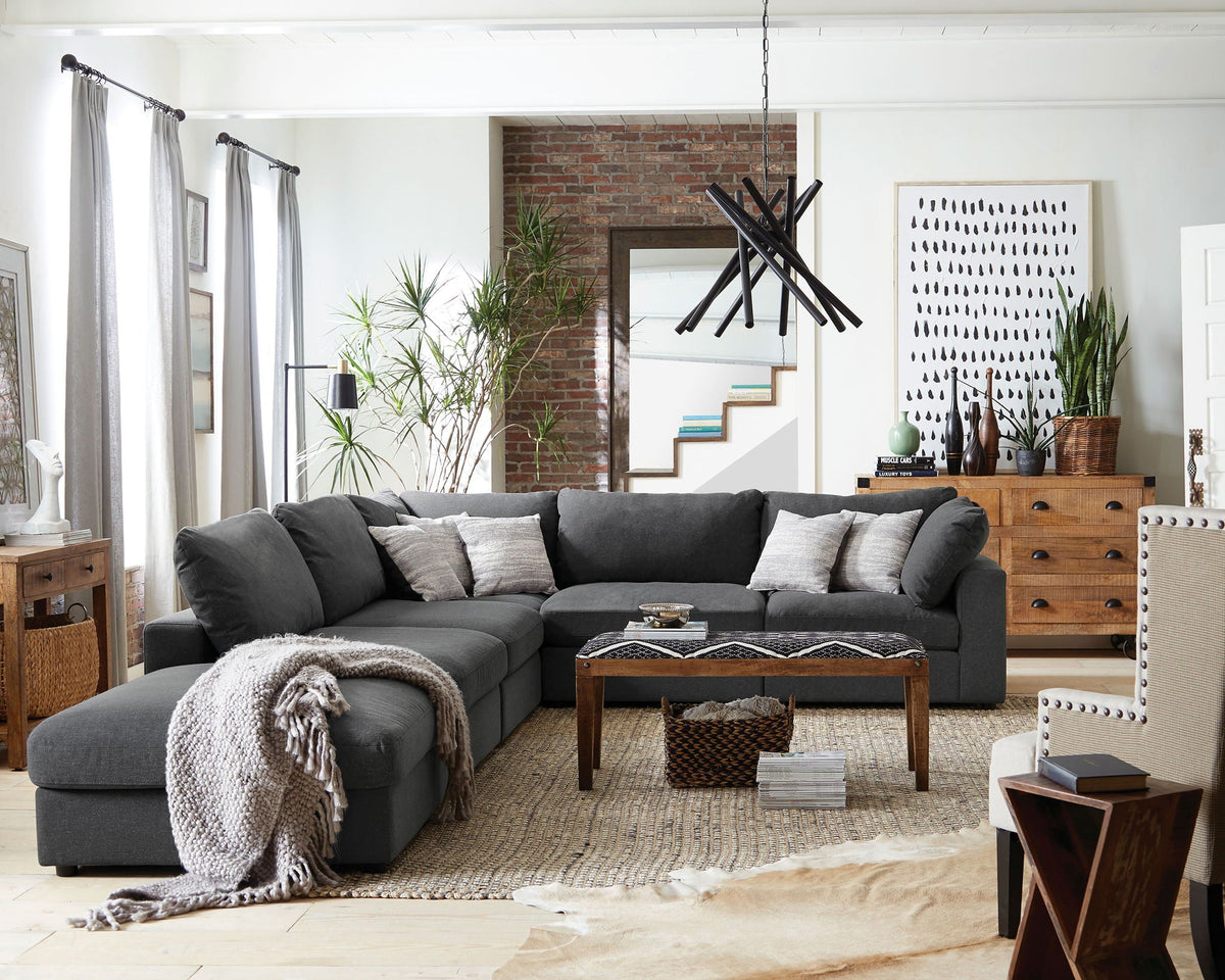 Unique Piece Furniture - Serene 6-piece Upholstered Modular Sectional Sofa Charcoal