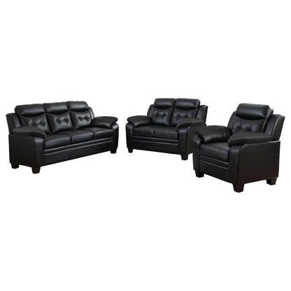 Unique Piece Furniture - Finley 3-piece Upholstered Padded Arm Tufted Sofa Set Black