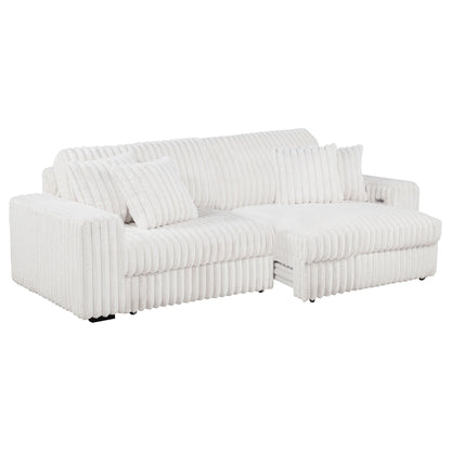 Unique Piece Furniture - Jacana Corduroy Upholstered Dual Power Chaise Sofa Ivory