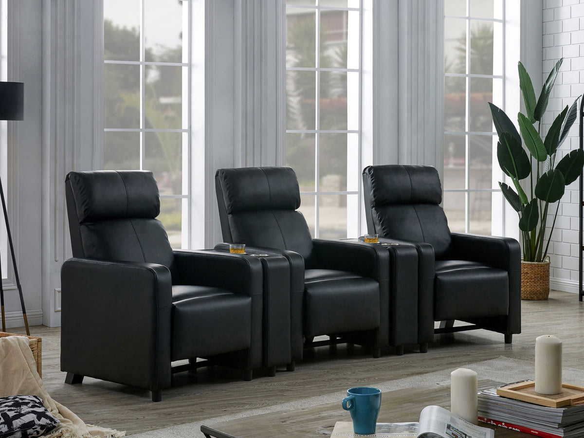 Unique Piece Furniture - Toohey Upholstered Tufted Recliner Living Room Set Black