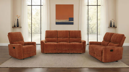 Unique Piece Furniture Navarro 3-piece Upholstered Reclining Sofa Set Orange