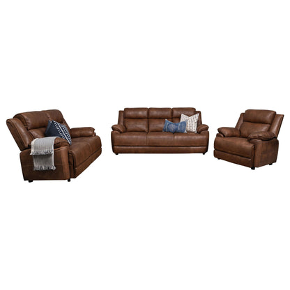 Unique Piece Furniture - Ellington 3-piece Upholstered Padded Arm Sofa Set Dark Brown