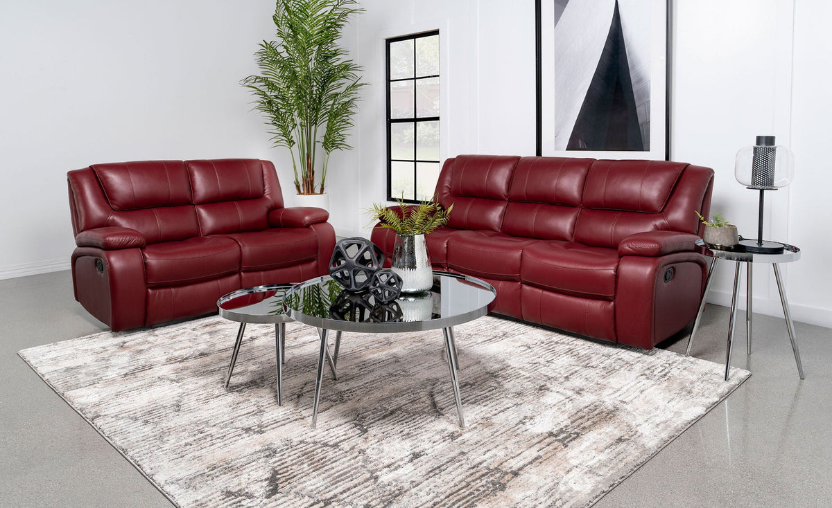 Unique Piece Furniture - Camila 2-piece Upholstered Reclining Sofa Set Red