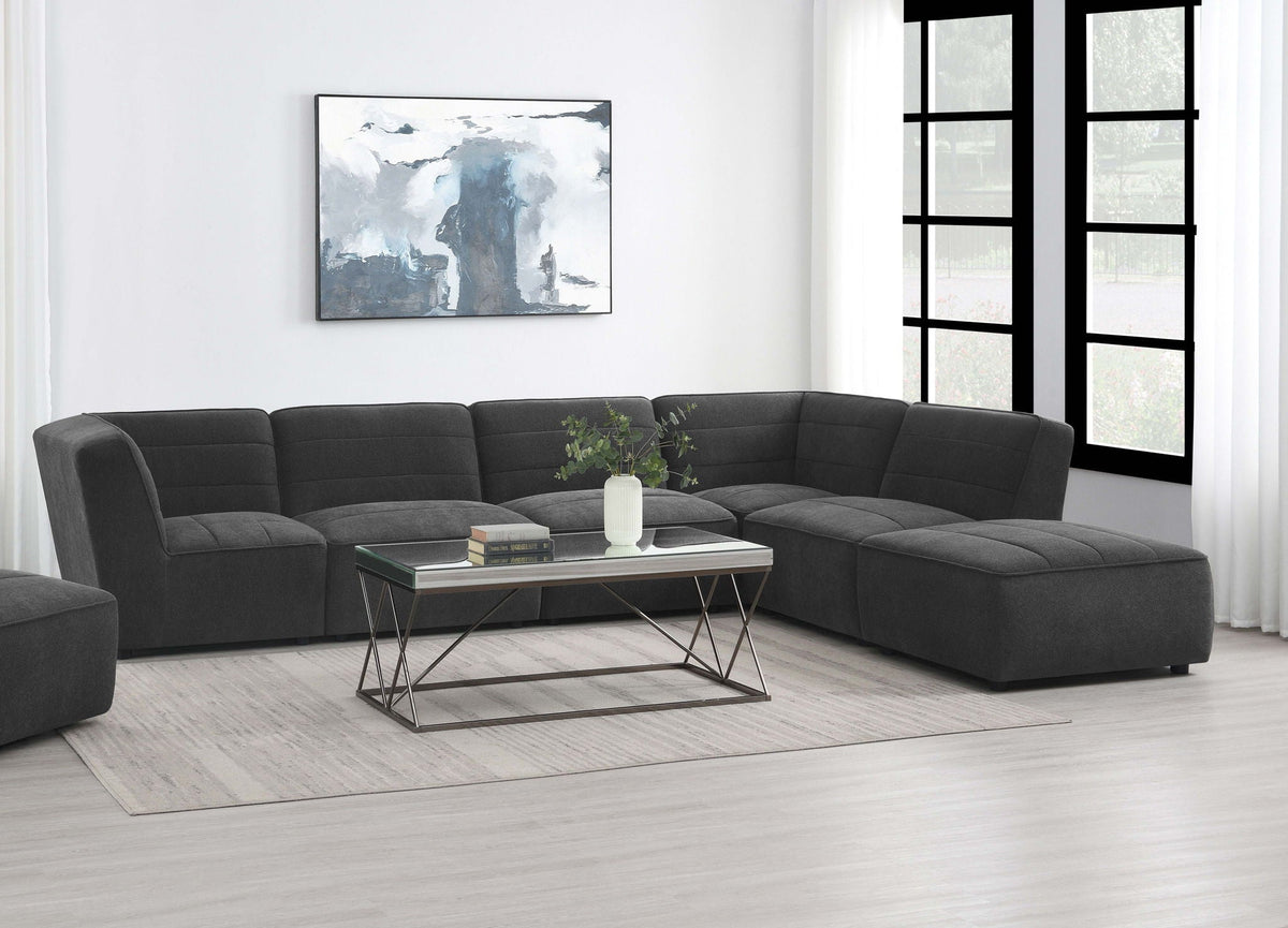 Unique Piece Furniture - Sunny 6-piece Upholstered Modular Sectional Sofa Charcoal