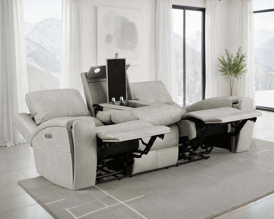 Unique Piece Furniture - Brickston Triple Power Reclining Sofa Grey