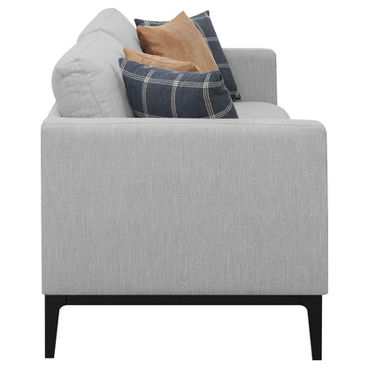 Unique Piece Furniture - Apperson 2-piece Upholstered Track Arm Sofa Set Light Grey