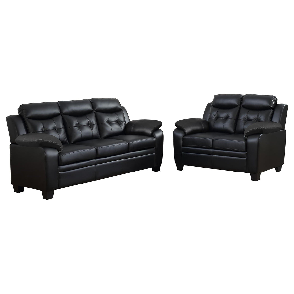 Unique Piece Furniture - Finley 2-piece Upholstered Padded Arm Tufted Sofa Set Black