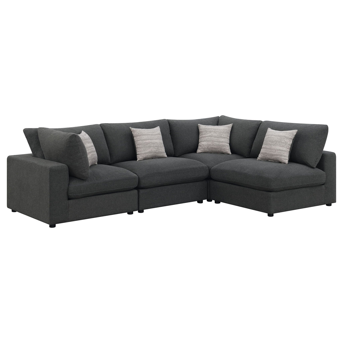 Unique Piece Furniture - Serene 4-piece Upholstered Modular Sectional Sofa Charcoal