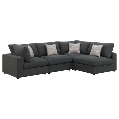 Unique Piece Furniture - Serene 4-piece Upholstered Modular Sectional Sofa Charcoal