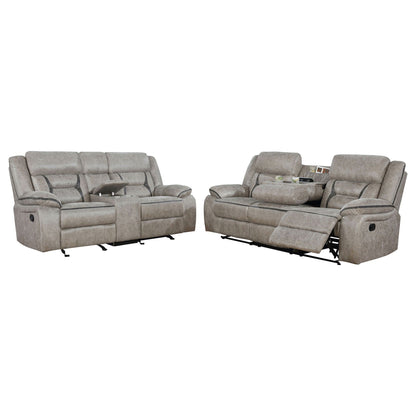Unique Piece Furniture - Greer 2-piece Upholstered Reclining Sofa Set Taupe