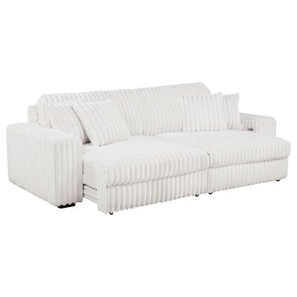 Unique Piece Furniture - Jacana Corduroy Upholstered Dual Power Chaise Sofa Ivory