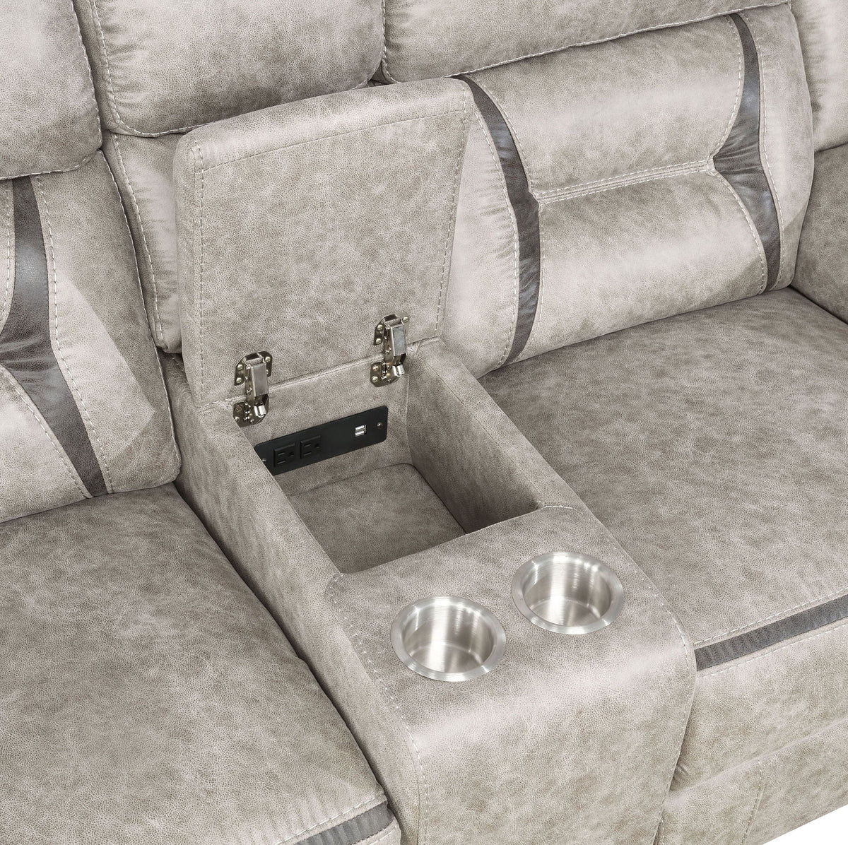 Unique Piece Furniture - Greer Upholstered Motion Reclining Loveseat Taupe