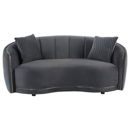 Unique Piece Furniture - Brookside Velvet Upholstered Curved Loveseat Dark Grey