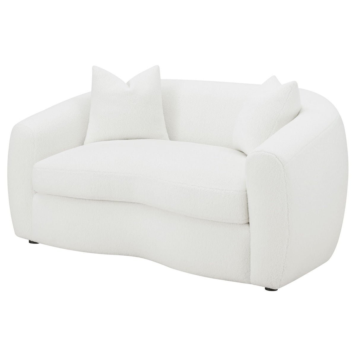 Unique Piece Furniture Isabella Faux Sheepskin Upholstered Loveseat Natural