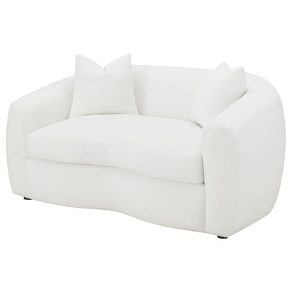Unique Piece Furniture Isabella Faux Sheepskin Upholstered Loveseat Natural
