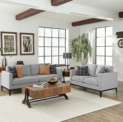 Unique Piece Furniture - Apperson 2-piece Upholstered Track Arm Sofa Set Light Grey