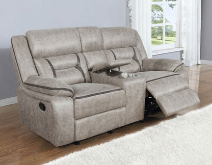Unique Piece Furniture - Greer Upholstered Motion Reclining Loveseat Taupe
