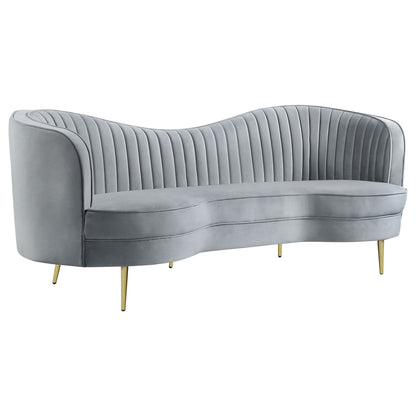 Unique Piece Furniture Sophia 2-piece Upholstered Channel Tufted Sofa Set Grey