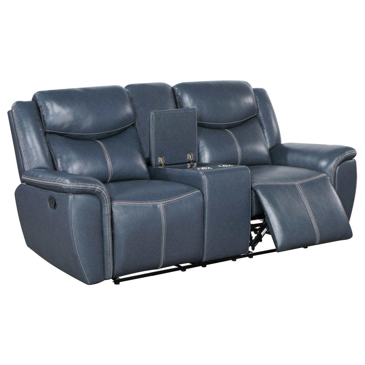 Unique Piece Furniture - Sloane Upholstered Padded Arm Reclining Loveseat Blue