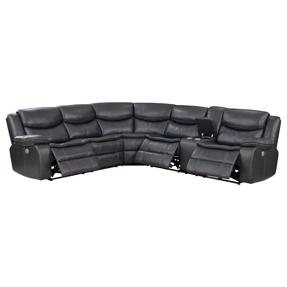Unique Piece Furniture - Sycamore Upholstered Power Reclining Sectional Sofa Grey