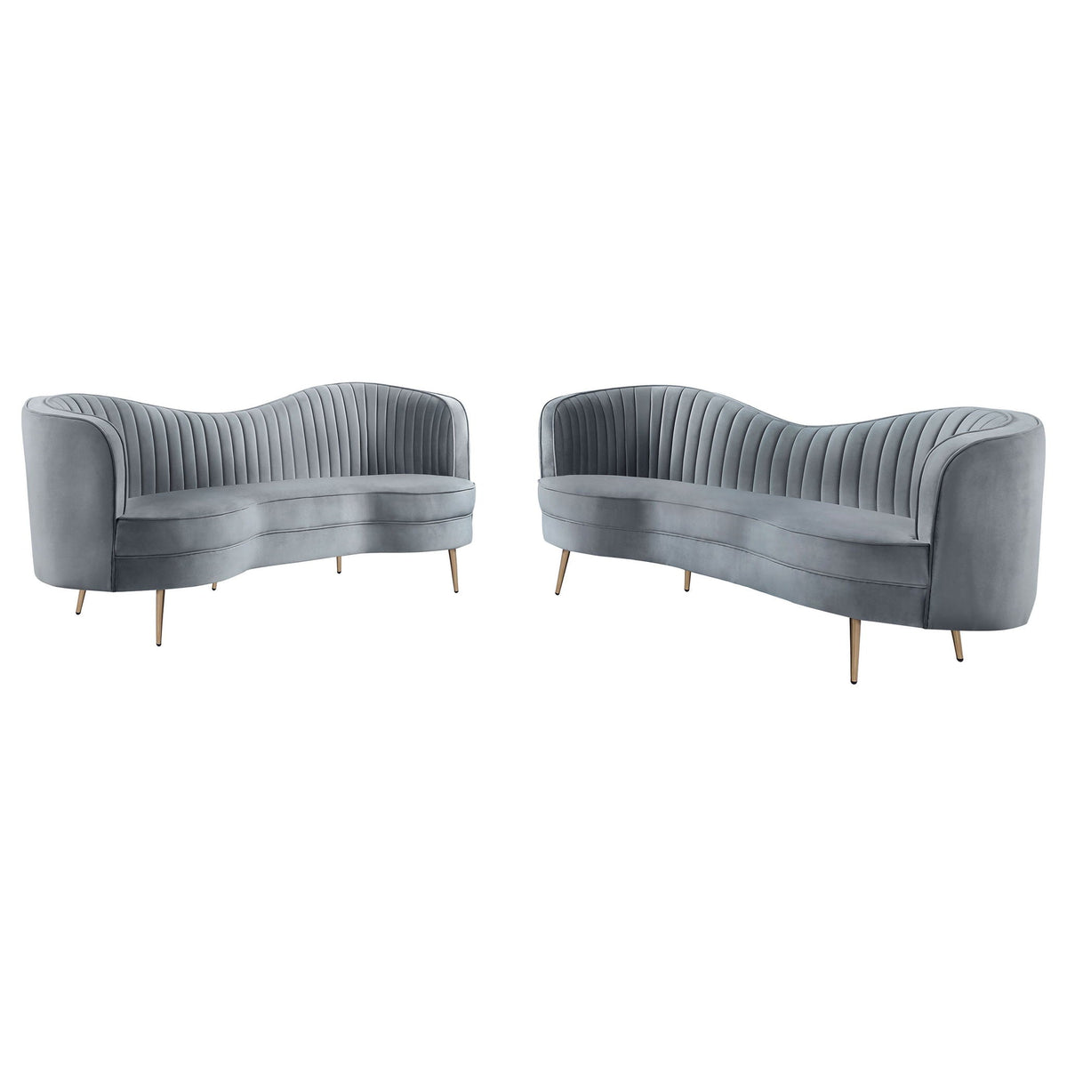 Unique Piece Furniture Sophia 2-piece Upholstered Channel Tufted Sofa Set Grey