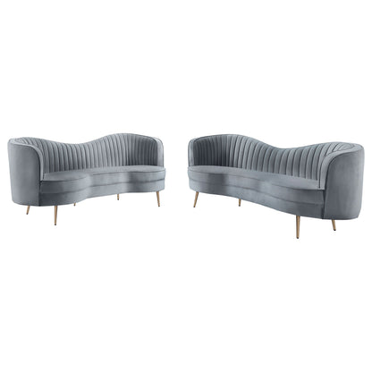 Unique Piece Furniture Sophia 2-piece Upholstered Channel Tufted Sofa Set Grey