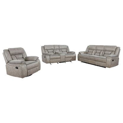 Unique Piece Furniture - Greer 3-piece Upholstered Reclining Sofa Set Taupe