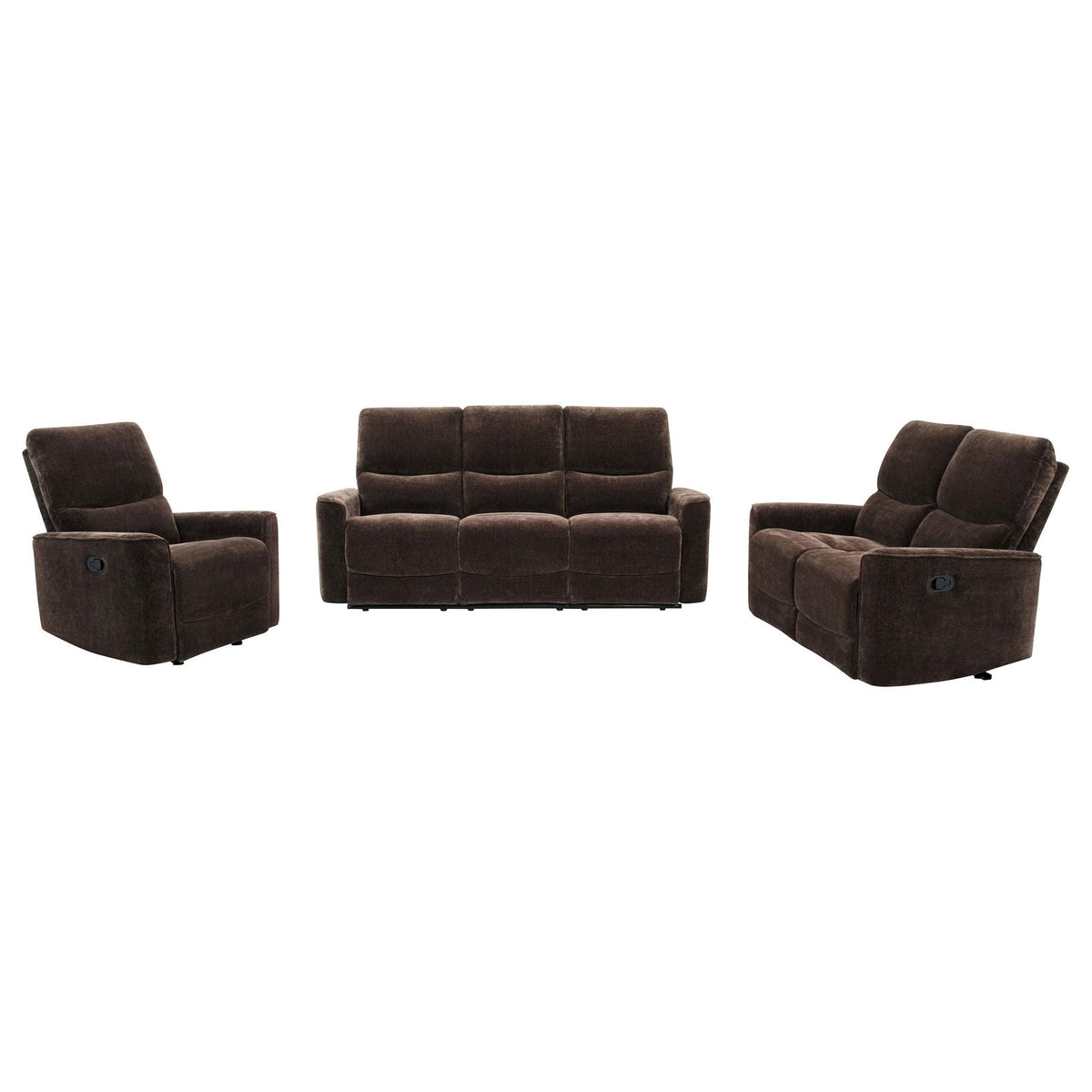 Unique Piece Furniture - Navarro 3-piece Upholstered Reclining Sofa Set Dark Brown