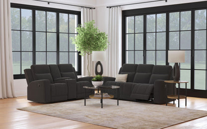 Unique Piece Furniture - Brentwood 2-piece Upholstered Reclining Sofa Set Charcoal